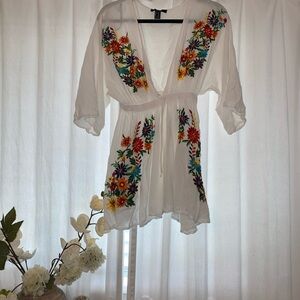 White floral cover up dress